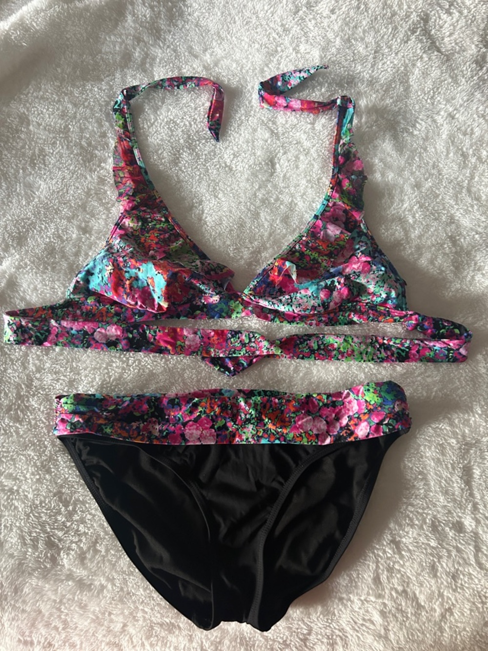 Kenneth Cole Reaction Hot Pink and Multi-Color Floral Bikini Set